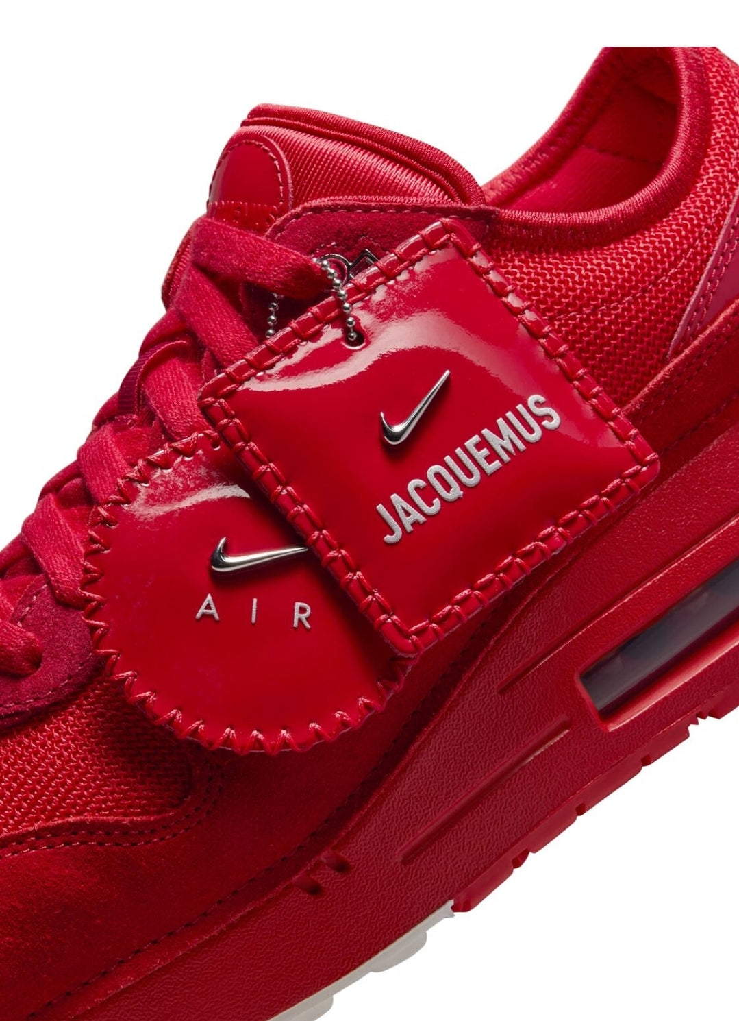 AIR MAX 1 X JACQUEMUS UNIVERSITY RED AND METALLIC SILVER (W)