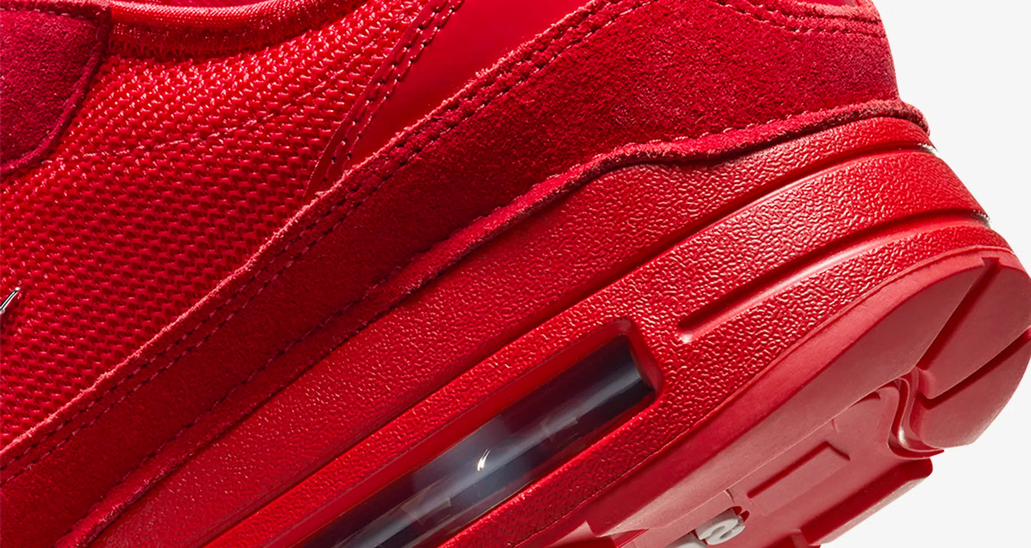 AIR MAX 1 X JACQUEMUS UNIVERSITY RED AND METALLIC SILVER (W)